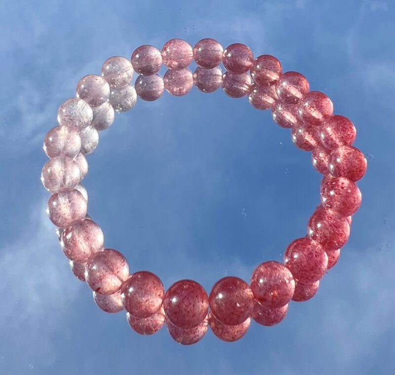 Gradient Strawberry Quartz Bracelet | The Perfect Fusion of Nature and Art (7.8mm+) B-033-65